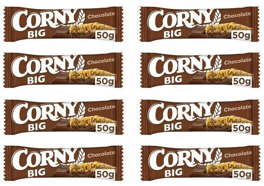 8 x CORNY BIG CHOCOLATE Healthy Energy Breakfast Cereal Bars 50g 1.8 oz