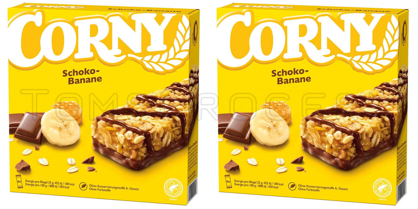 2 x CORNY Chocolate & Banana Healthy Energy Breakfast Cereal Bars 150g 5.3oz