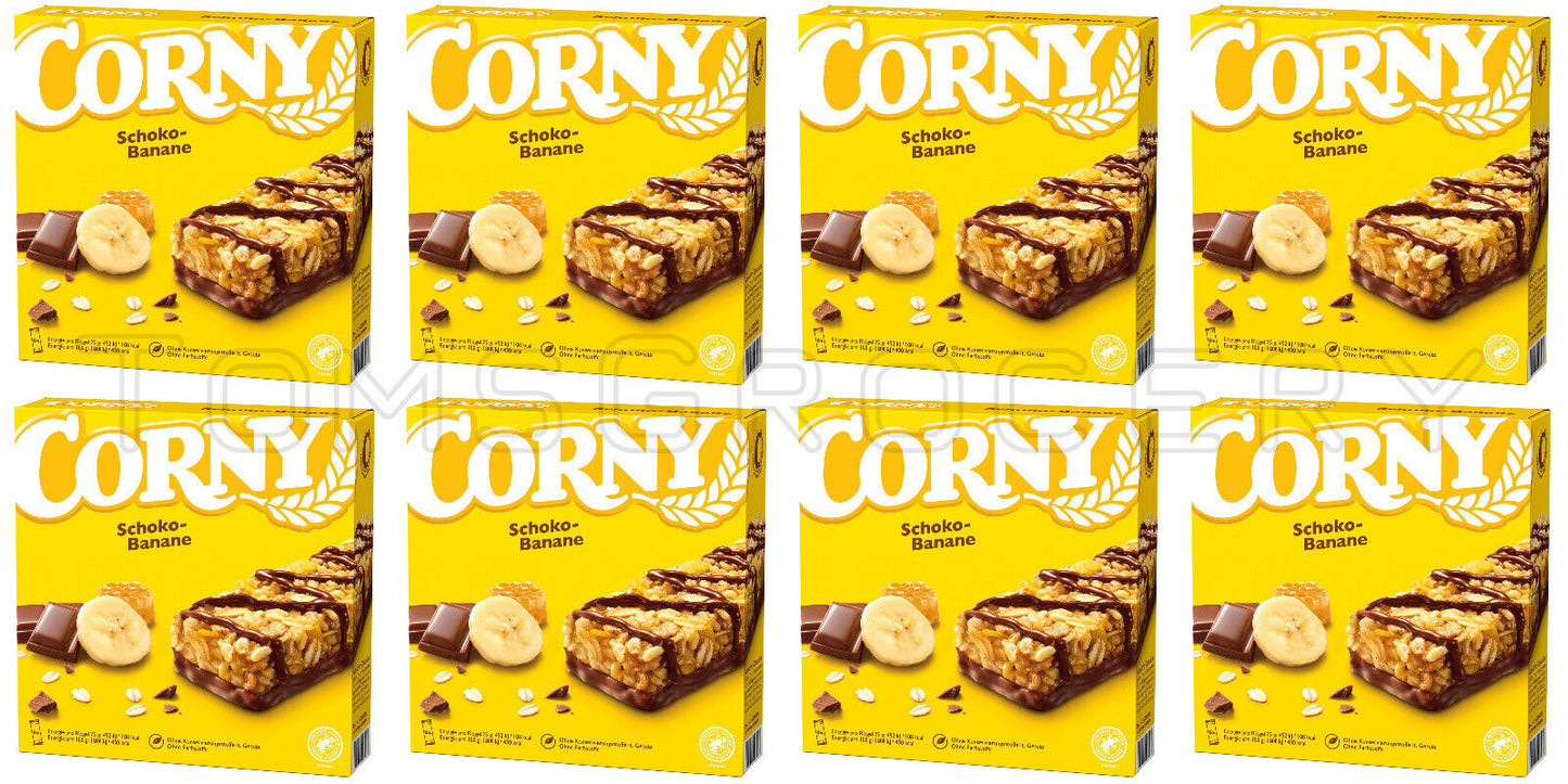 8 x CORNY Chocolate & Banana Healthy Energy Breakfast Cereal Bars 150g 5.3oz