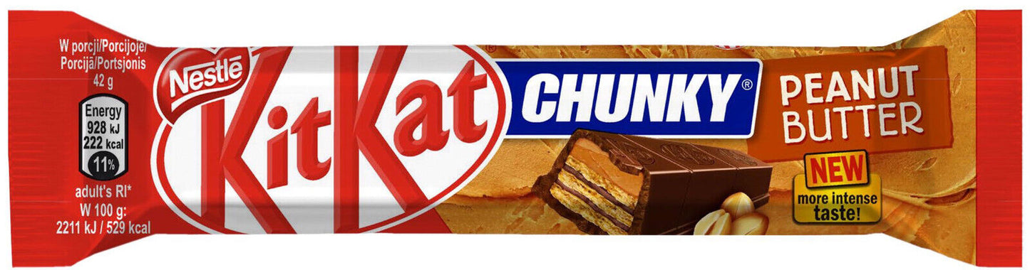 20 x KITKAT CHUNKY PEANUT BUTTER Chocolate Bars European Sweets Snacks 42g