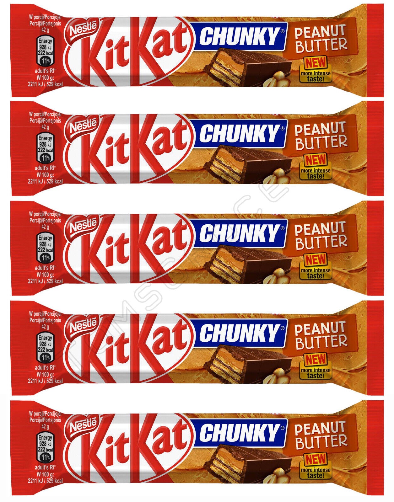 5 x KITKAT CHUNKY PEANUT BUTTER Chocolate Bars European Sweets Snacks 42g