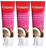 3 x COLGATE NATURAL EXTRACTS Coconut & Ginger DETOX Clean Daily Toothpaste 75ml