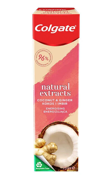 3 x COLGATE NATURAL EXTRACTS Coconut & Ginger DETOX Clean Daily Toothpaste 75ml
