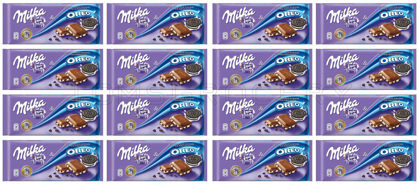 16 MILKA OREO Milk Chocolate Bars Party Sweets European Candy 100g 3.5oz