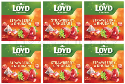 6 x LOYD STRAWBERRY & RHUBARB Flavor Fruit Tea Boxes (120 servings)