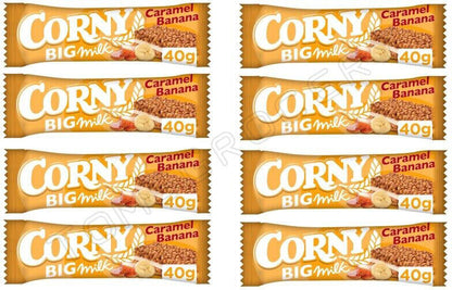 8 x CORNY BIG CARAMEL & BANANA Flavor Healthy Energy Breakfast Cereal Bars 40g