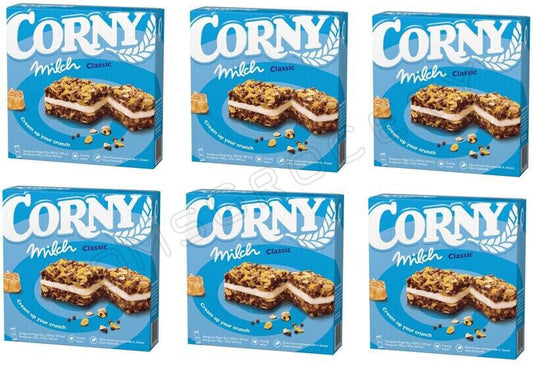 6 x CORNY MILK Classic Flavor Healthy Energy Breakfast Cereal Bar Boxes 120g