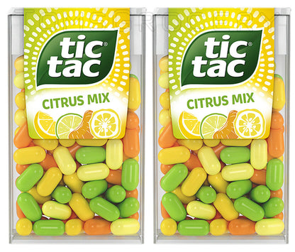 2 x NEW TIC TAC CITRUS MIX Mints Pastilles Lime Orange Mandarin 18g 0.64oz