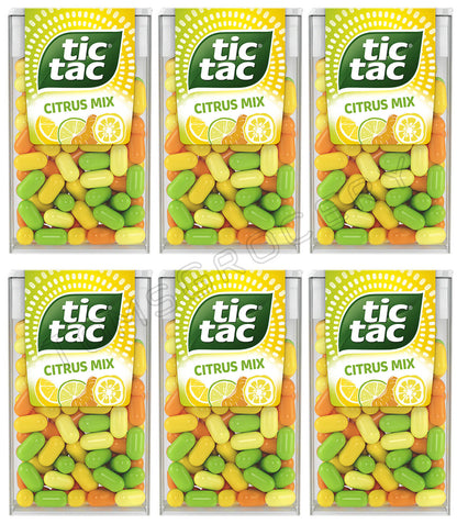 6 x NEW TIC TAC CITRUS MIX Mints Pastilles Lime Orange Mandarin 18g 0.64oz