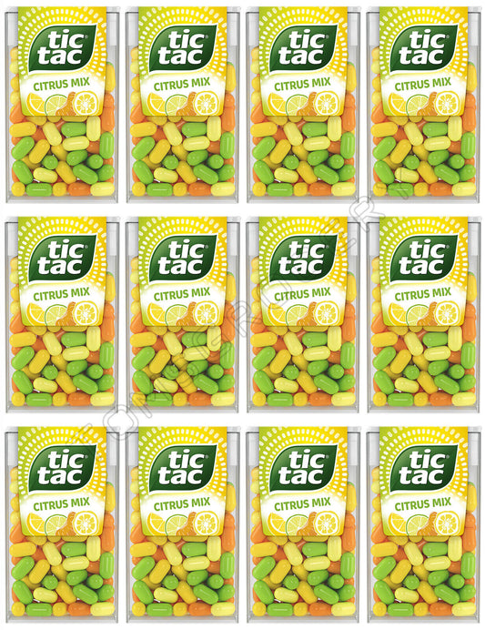 12 x NEW TIC TAC CITRUS MIX Mints Pastilles Lime Orange Mandarin 18g 0.64oz