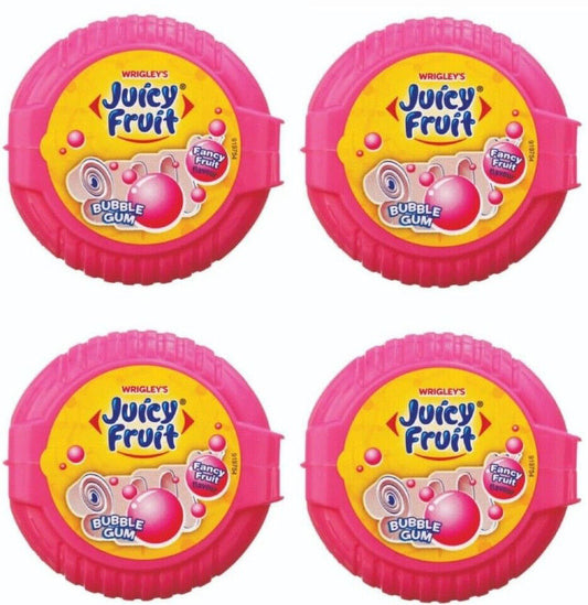 4 x WRIGLEYS JUICY FRUIT Fancy Flavor Bubble Gum Roll Party Candy Sweets 56g