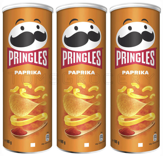 3 x PRINGLES PAPRIKA Flavor Potato Chips Crisps Snacks 165g 5.3oz