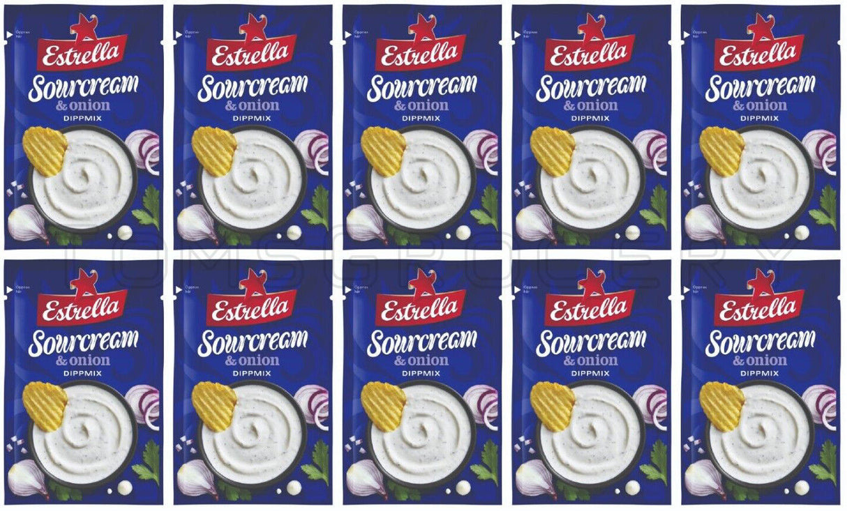 ESTRELLA Sourcream & Onion Flavor Dipmix Dipping Sauce Spice Mix for Potato Chips 10 x 13g
