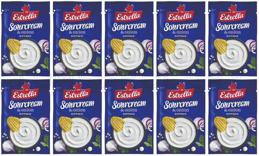 10 x ESTRELLA SOURCREAM & ONION Dipmix Dipping Sauce Spice Mix for Potato Chips