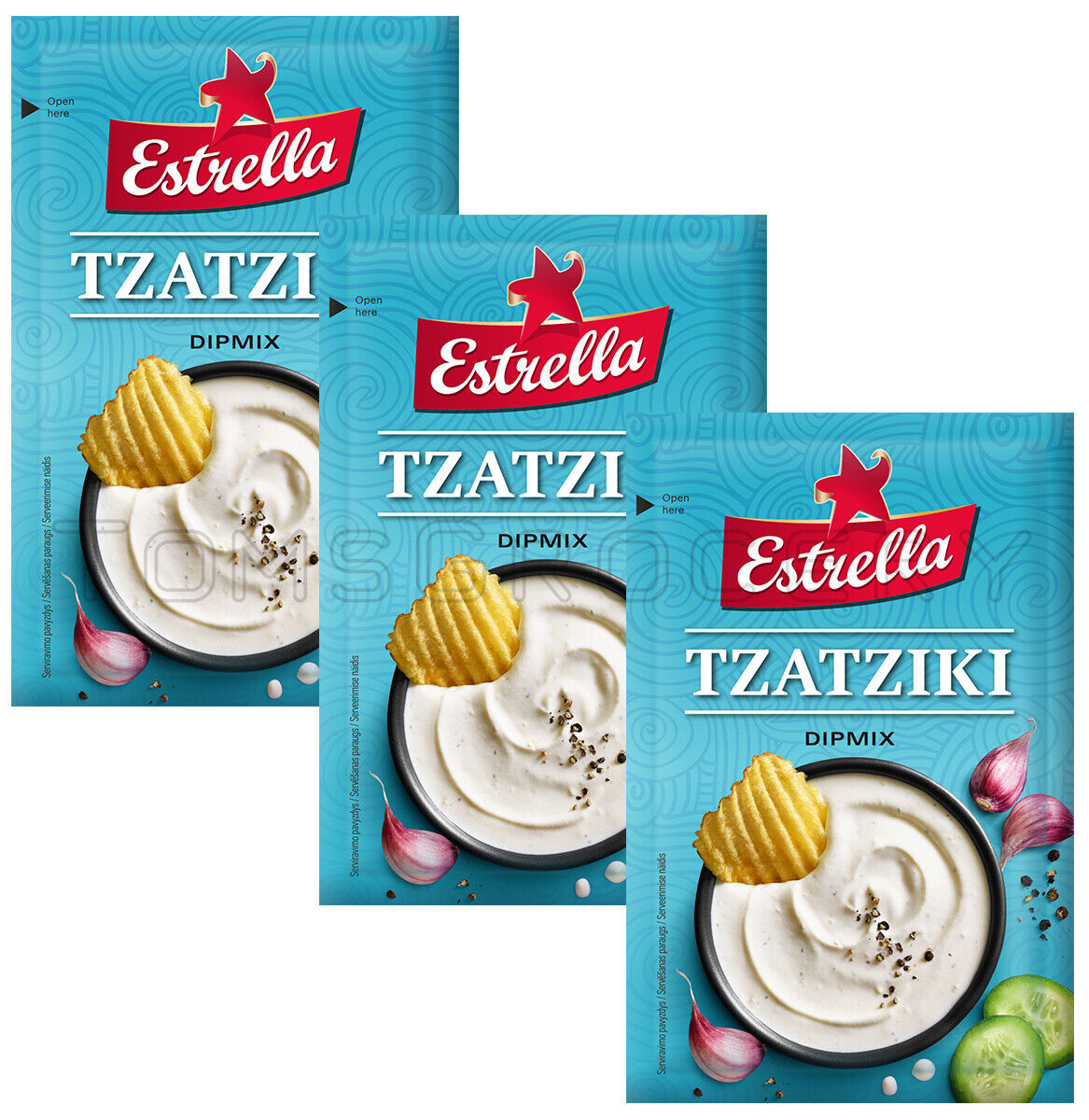 3 x ESTRELLA TZATZIKI Dipmix Dipping Sauce Spice Mix for Potato Chips