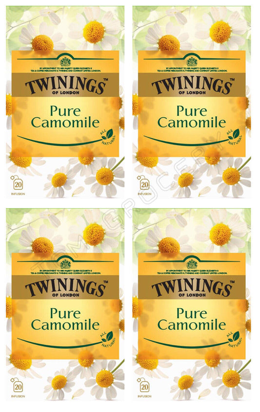 4 x TWININGS PURE CAMOMILE Natural Tea Infusion Box