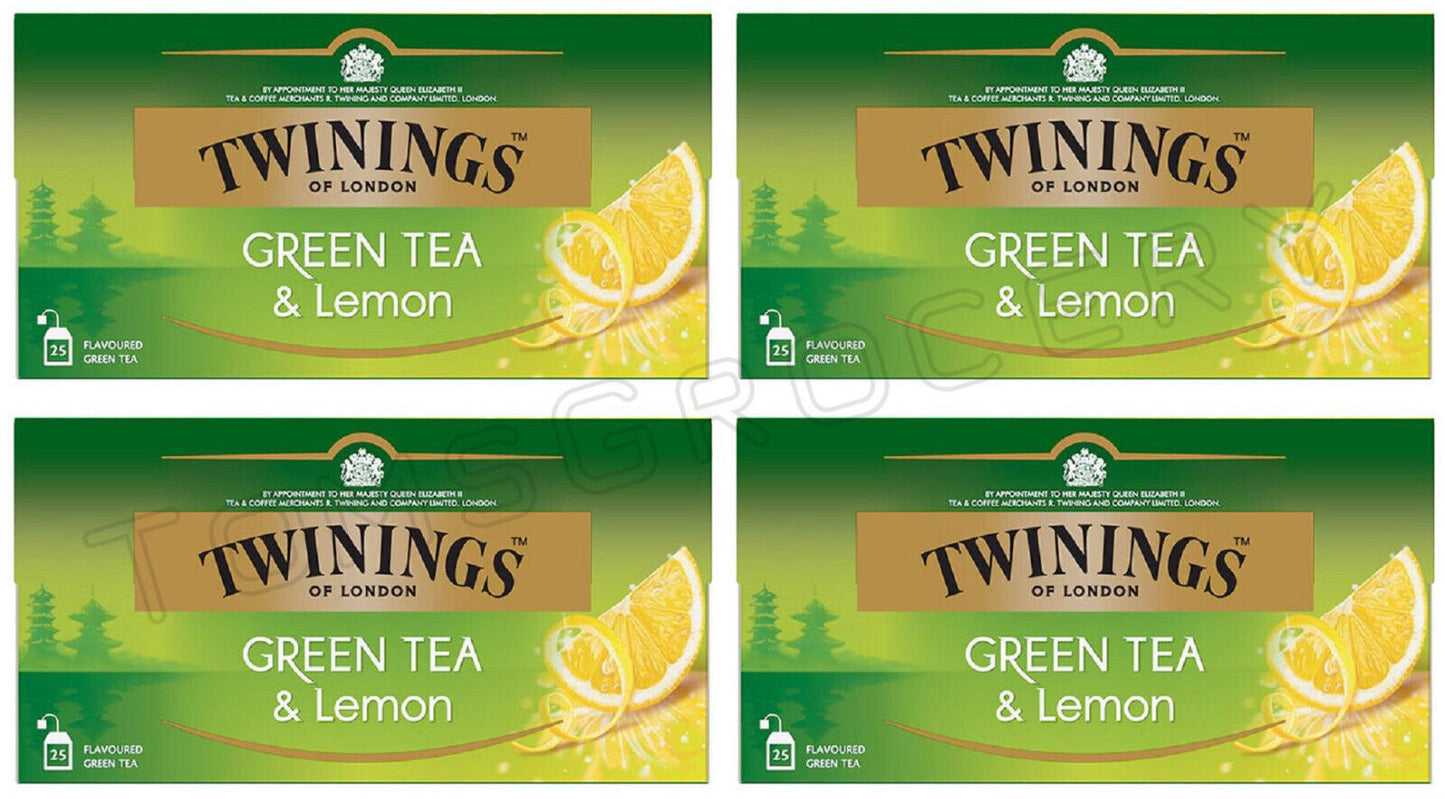 4 x TWININGS GREEN TEA & LEMON Tea Infusion (100 servings)