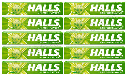 10 x HALLS LIME Flavor Pastilles Refreshing Candy with Vitamin C 33g 1.16oz