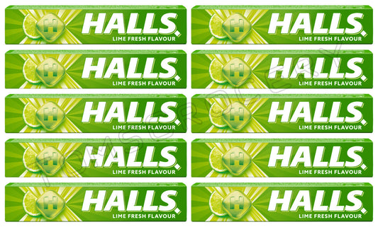 10 x HALLS LIME Flavor Pastilles Refreshing Candy with Vitamin C 33g 1.16oz