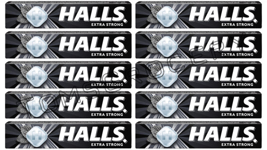 10 HALLS EXTRA STRONG Menthol Eucalyptus Flavor Packs Refreshing Pastilles 33.5g