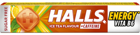 10 HALLS ENERGY CAFFEINE Ice Tea Flavor Pastilles Refreshing Candy 32g 1.1oz