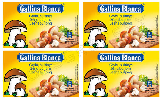 4 x GALLINA BLANCA MUSHROOM Soup Cubes Bouillon Broth 80g 2.8oz
