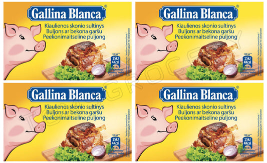 4 x GALLINA BLANCA PORK Soup Cubes Bouillon Broth 80g 2.8oz