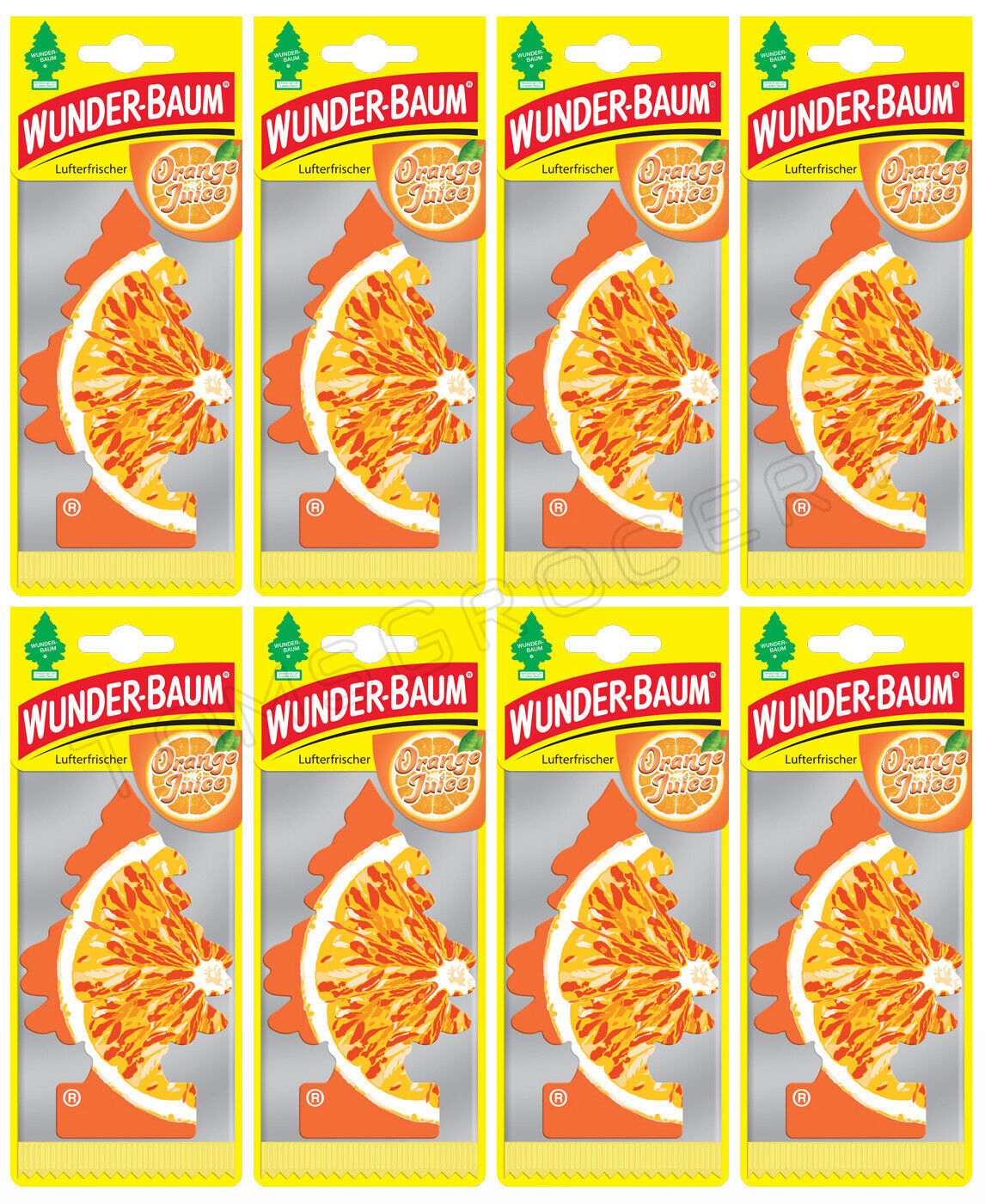 8 WUNDER BAUM ORANGE JUICE Car Scents Hanging Little Trees Air Freshener