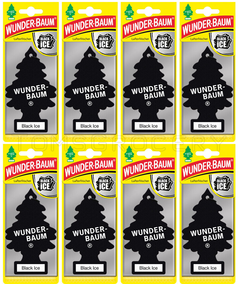 8 x WUNDER BAUM BLACK ICE Car Scents Hanging Little Trees Air Freshener