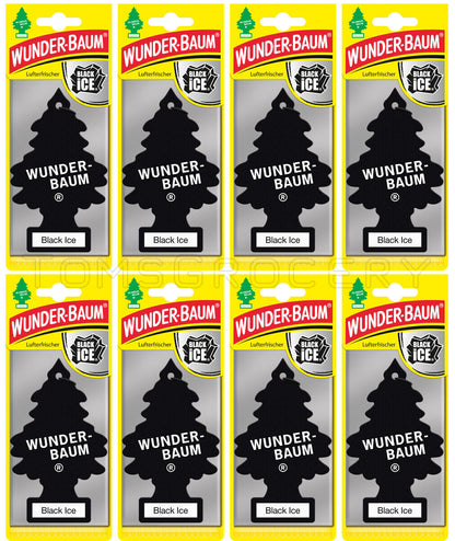 8 x WUNDER BAUM BLACK ICE Car Scents Hanging Little Trees Air Freshener