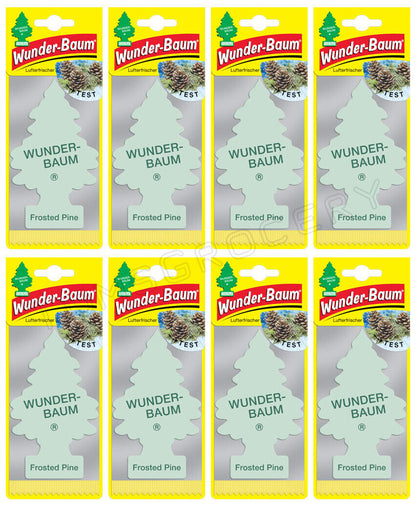 8 x WUNDER BAUM FROSTED PINE Car Scents Hanging Little Trees Air Freshener