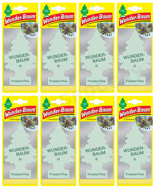 8 x WUNDER BAUM FROSTED PINE Car Scents Hanging Little Trees Air Freshener