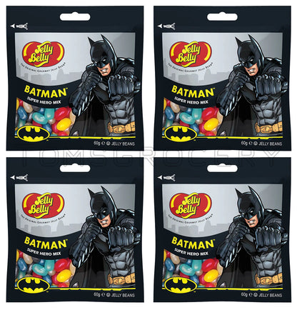 JELLY BELLY BATMAN SUPER HERO Flavor Bean Mix Party Candy Sweets Bundle 4x 60g