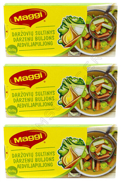 MAGGI VEGETABLE Broth Soup Bouillon Fast Preparation Cubes 3x 120g 4.2oz