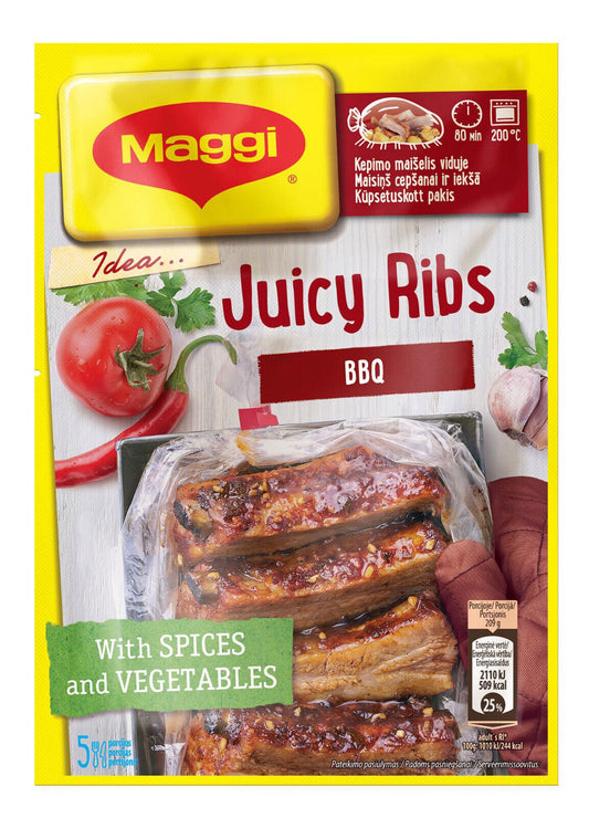 MAGGI IDEA JUICY BBQ RIBS Quick Marinade Seasoning Spice Mix Baking Sleeve 44g