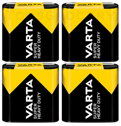 4 VARTA SUPER HEAVY DUTY 3R12 4.5V Zinc Carbon Batteries