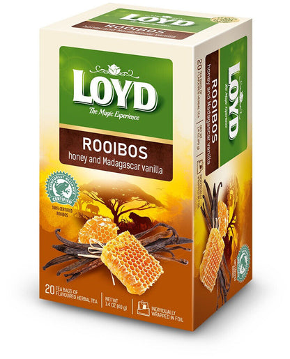 4 LOYD ROOIBOS HONEY & MADAGASCAR VANILLA Herbal Infusion 20 Teabag Tea Boxes