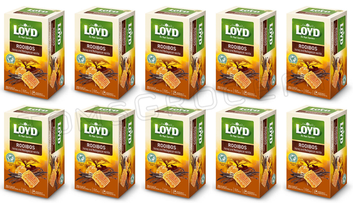 10 LOYD ROOIBOS HONEY & MADAGASCAR VANILLA Herbal Infusion 20 Teabag Tea Boxes