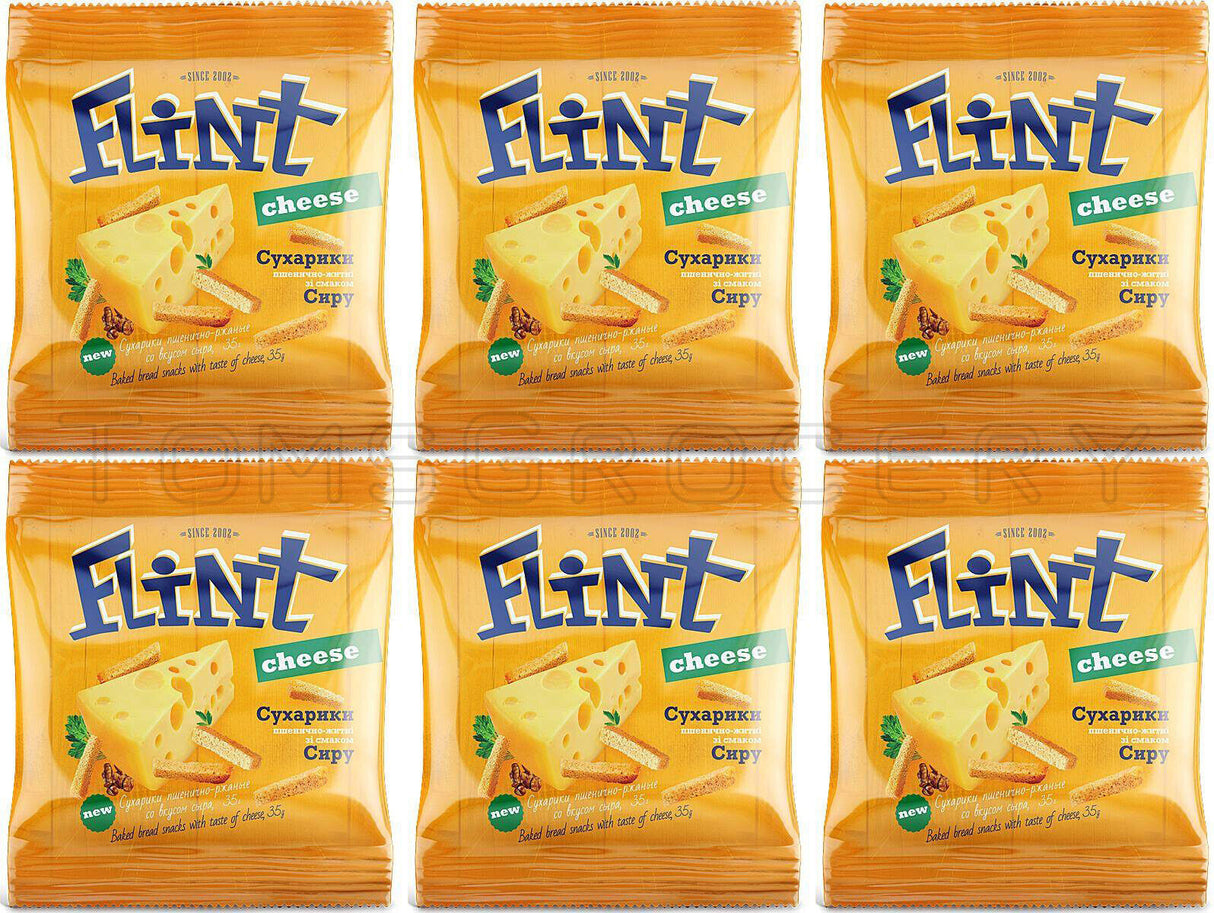6 FLINT CHEESE Flavor Baked Bread Crisps 35g 1.2oz