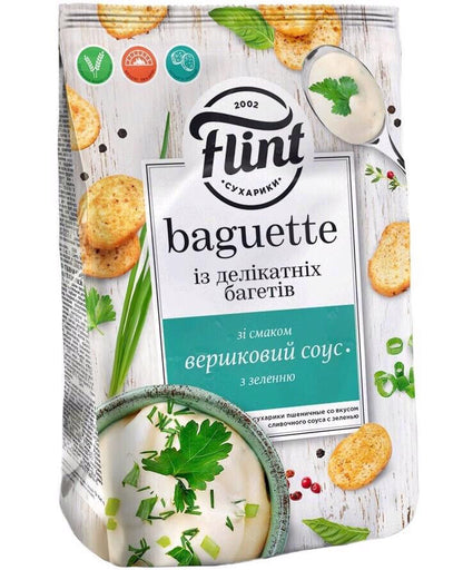 FLINT BAGUETTE SOUR CREAM & HERBS Flavor Baked Bread Crisps Snacks 3x 110g 3.8oz