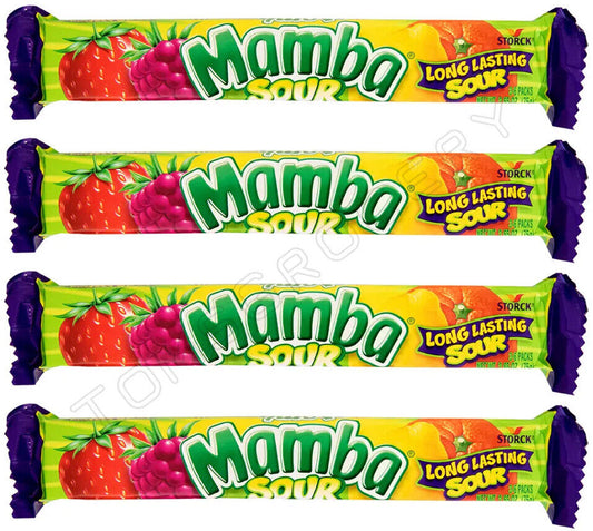 MAMBA SOUR Fruit Flavor German Chewy Candies European Sweets 4x 106g