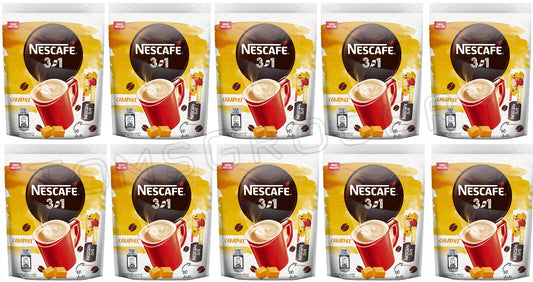 10 NESCAFE 3in1 CARAMEL Flavor Instant Coffee Sticks European Snacks 160g 5.6oz