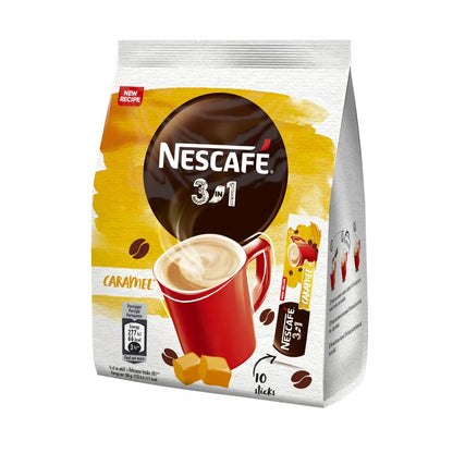 10 NESCAFE 3in1 CARAMEL Flavor Instant Coffee Sticks European Snacks 160g 5.6oz