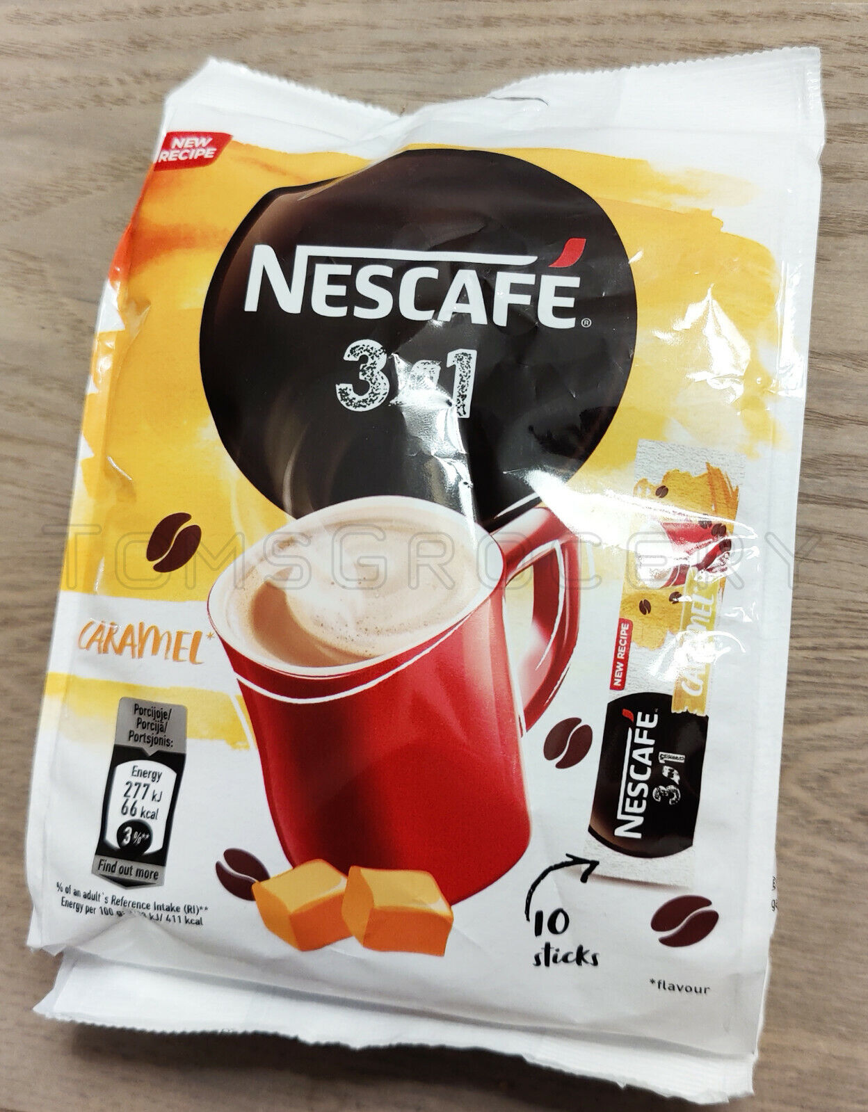 10 NESCAFE 3in1 CARAMEL Flavor Instant Coffee Sticks European Snacks 160g 5.6oz