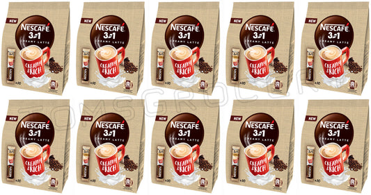 10 NESCAFE CREAMY LATTE 3in1 Instant Coffee Sticks European Snacks 150g 5.3oz