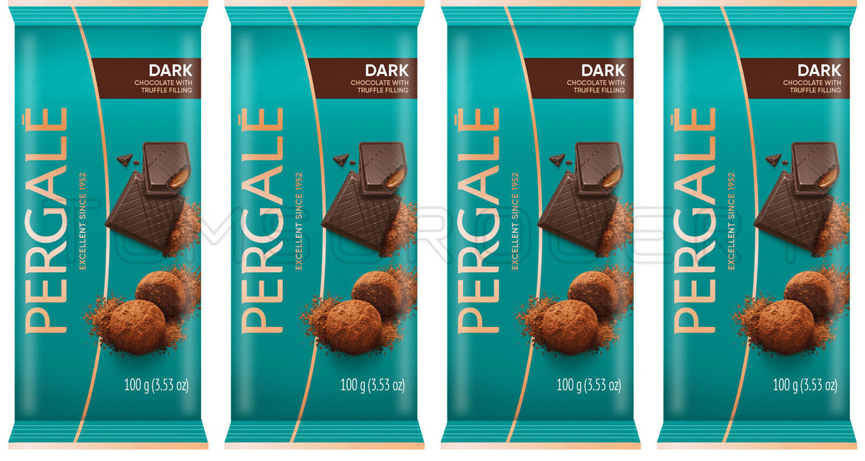 4 PERGALE DARK CHOCOLATE Bars with Truffle Filling 100g 3.5oz