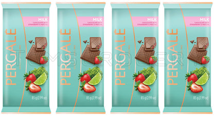 4 PERGALE Milk Chocolates with Strawberry & Matcha Filling European Sweets 85g