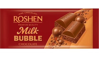 ROSHEN BUBBLE MILK CHOCOLATE Bars Ukrainian Sweets Candy Snacks 4x 80g 2.8oz