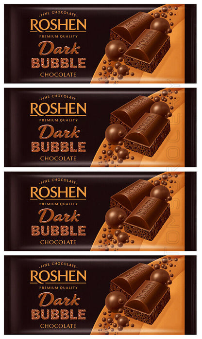 ROSHEN BUBBLE DARK CHOCOLATE Bars Ukrainian Sweets Candy Snacks 4x 80g 2.8oz