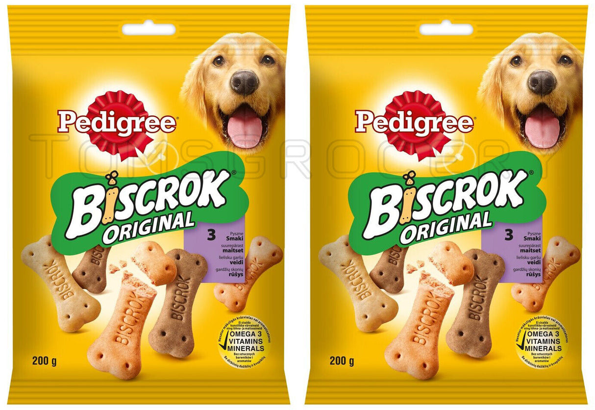 2 PEDIGREE BISCROK ORIGINAL Dog Treats Biscuits with Vitamins & Minerals 200g